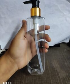 Clear Tall Square Bottle (PCR/PET) & 24mm Lotion/Hand Wash/Facewash Pump 200ml